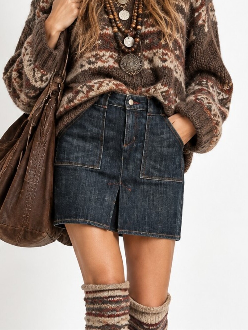 Paper Denim & Cloth Mini Denim Pencil Skirt Dark Wash